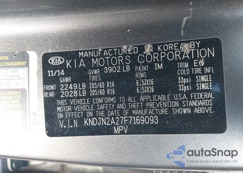 2015 Kia Soul из США, поврежденный, VIN KNDJN2A27F7169093